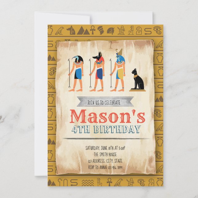 convite de festas Egípcio Allure (Frente)