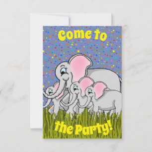 Convite de festas Elefante Feliz
