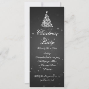 Convite de festas elegante Árvore moderna preto