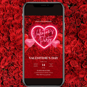 Convite de festas Elegante Neon Heart