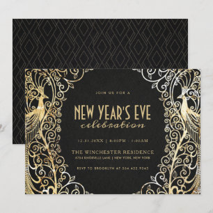 CONVITE DE FESTAS EVE DO ANO NOVO Ouro