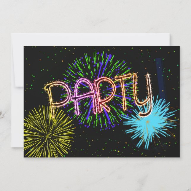Convite de festas explosivo de fogos de artifício (Frente)