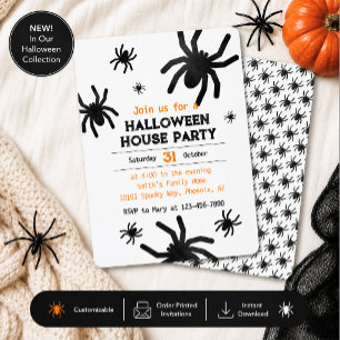 Convite de festas Feliz de Halloween Spooky Spider