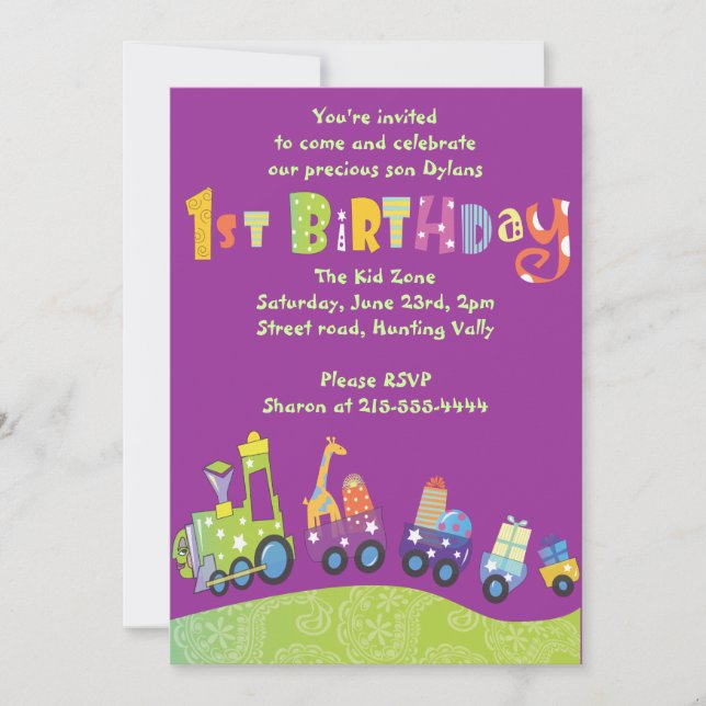 Convite de festas feliz do primeiro aniversario do (Frente)