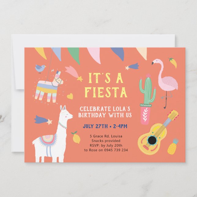 Convite de festas Fiesta Mexicano, Llama (Frente)