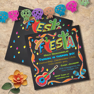Convite de festas Fiesta mexicano no quadro