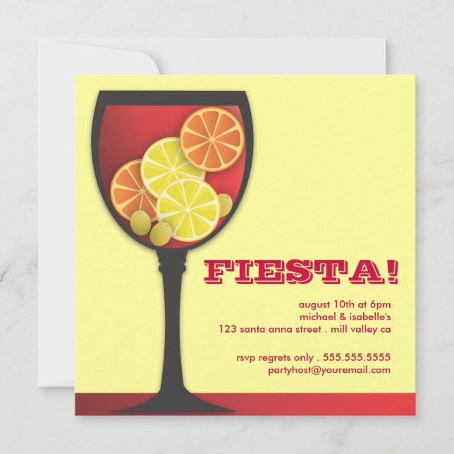 Convite de festas Fiesta Modern Wineglass (Frente)