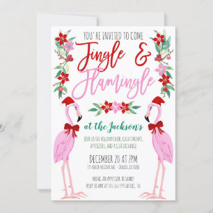 Convite de festas Flamingo de Natal