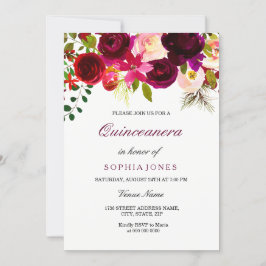 Convite de festas Floral Boho Quinceanera