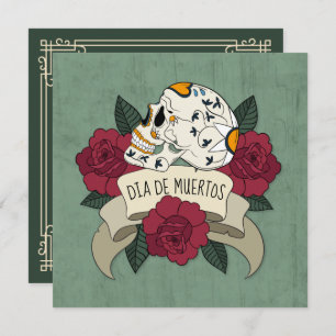 Convite de festas Floral Skull Dia de los Muertos