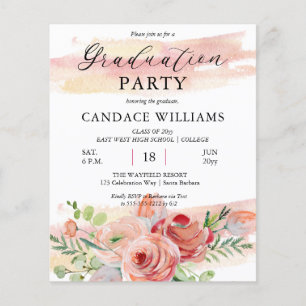 CONVITE DE FESTAS FLYER Boho Peach Floral Formando