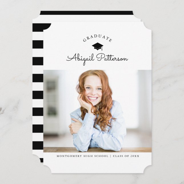 Convite de festas Formando preto e branco (Frente/Verso)