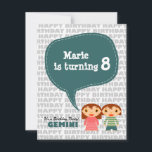 Convite de festas Gemini Kids<br><div class="desc">É uma festa de aniversário! Se você está em dúvida sobre o tema da festa de aniversário de seu filho,  por que não o sinal da criança? Ilustração moderna e bonita e muitos produtos correspondentes disponíveis. O texto é totalmente personalizável,  frente e verso!</div>