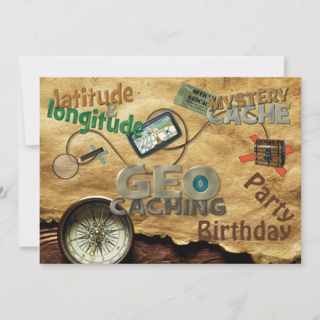 Convite de festas Geocache - Personalizar (Frente)