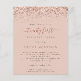 Convite de festas Glitter Rosa de aniversário de 2