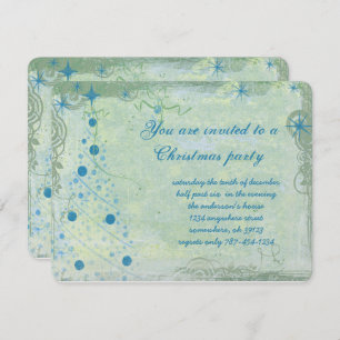 Convite de festas Grunge da Árvore de Natal Blues