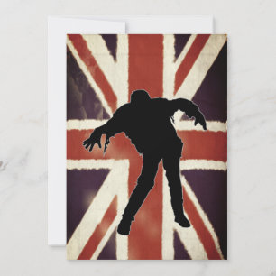Convite de festas Grunge Vintage Union Jack Zombie