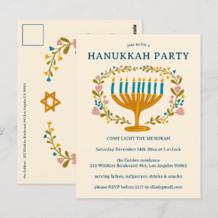 Convite de festas HANUKKAH, PALCO floral