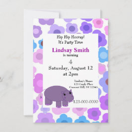 Convite de festas Hippos e Flores