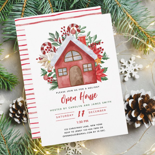 Convite de festas Holiday Open House (Holiday Open House Party Invitation)