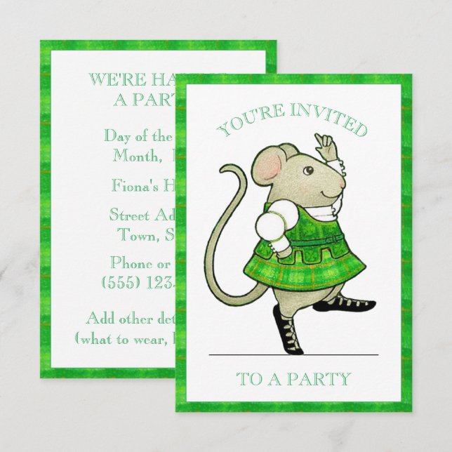 CONVITE DE FESTAS IRISH JIG MOUSE 3,5x5 (Frente/Verso)