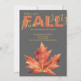 Convite de festas Jante de Cinza Laranja de Queda 