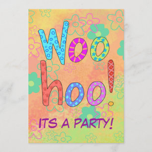 Convite de festas Laranja de Texto do Word WooHoo