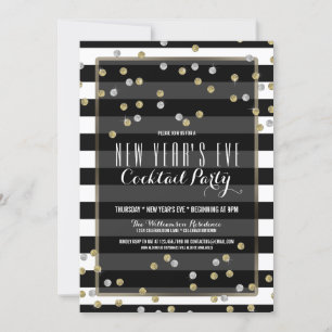 Convite de festas listrado elegante da véspera de