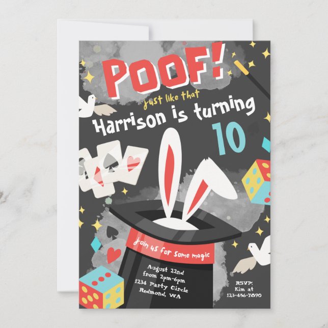 Convite de festas mágico | Convite de aniversário  (Frente)