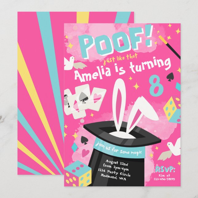 Convite de festas mágico | Convite para magos (Frente/Verso)