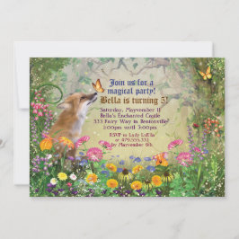 Convite de festas mágico da floresta do Fox