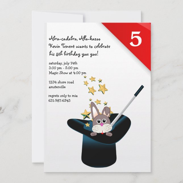 Convite de festas mágico do chapéu (Frente)