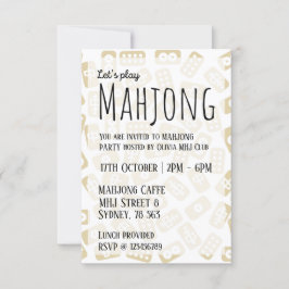 Convite de festas Mahjong - azulejos brancos e cas