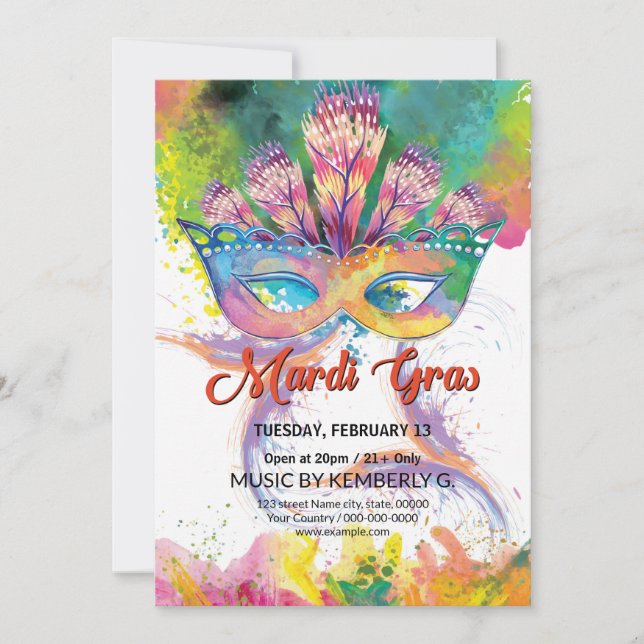 Convite de festas Mardi Gras (Frente)
