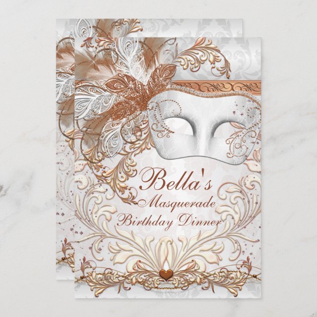 Convite de festas mascarada Mardi Gras (Frente/Verso)