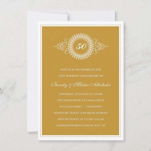 Convite de festas Medalion de ouro (Frente)