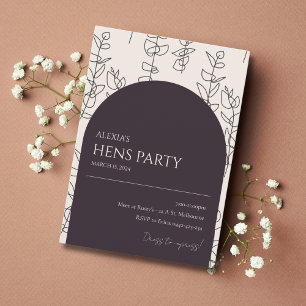 Convite de festas Moderno de Arch Floral Hens