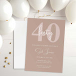 Convite de festas moderno minimalista<br><div class="desc">Este convite de festas de aniversário de 40 anos de tipografia minimalista é perfeito para uma festa de aniversário moderna. O simples design apresenta a tipografia clássica com um toque moderno. Personalizável em qualquer cor. Mantenha o design mínimo e elegante, como está, ou personalize-o adicionando seus próprios gráficos e trabalhos...</div>