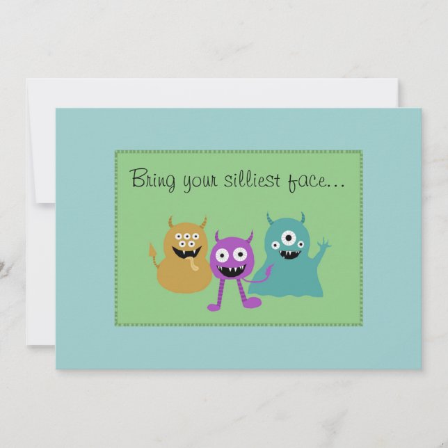 Convite de festas Monstro Bonito (Frente)