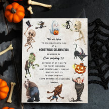 Convite de festas monstro - Halloween monstruoso