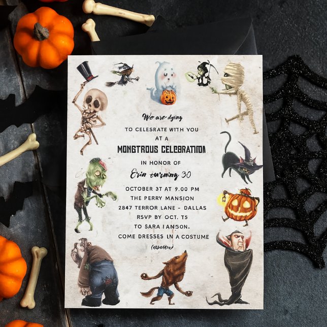 Convite de festas monstro - Halloween monstruoso (Criador carregado)