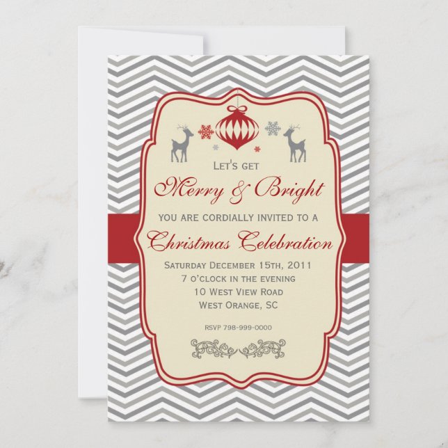 Convite de festas Natais vintages (Frente)