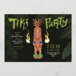 Convite de festas Noturno de Tiki Luau