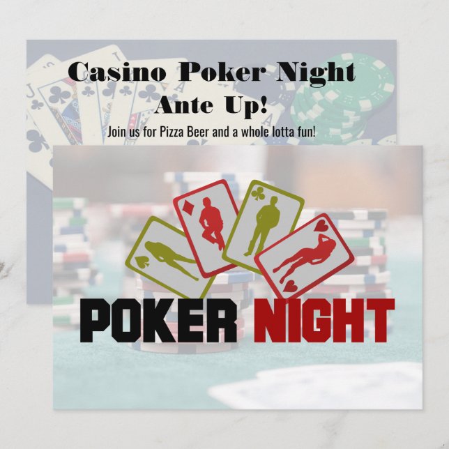 Convite de festas Noturno do Casino Poker (Frente/Verso)