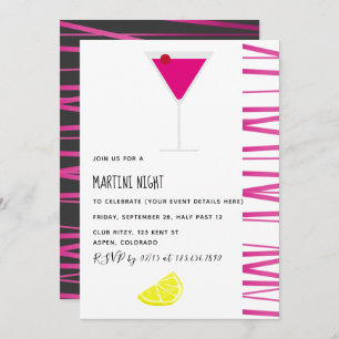 Convite de festas Noturno Martini Cocktail