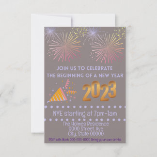 Convite de festas NYE, Anos novos personalizáveis