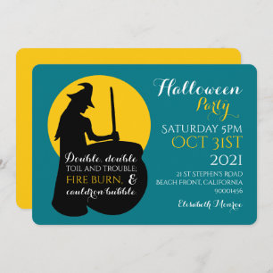 Convite de festas Ortográfico de bruxas e luas