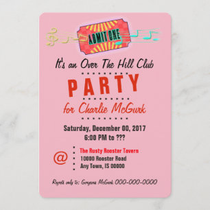 Convite de festas Over The Hill Club