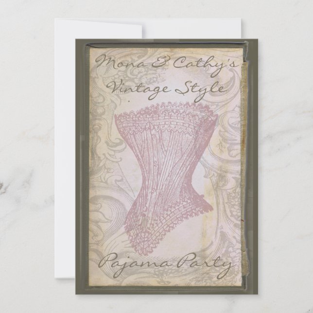 Convite de festas Pajama Personalizável Grunge Cor (Frente)