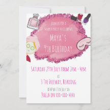 Convite de festas Pamper Spa para Festa de Criança